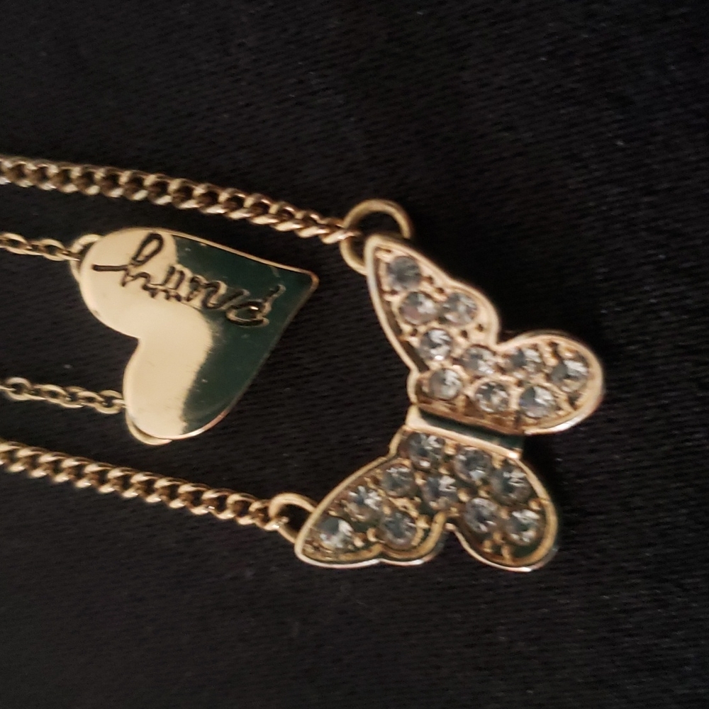 Vintage Women's Signed Kensie Heart and Butterfly Necklace